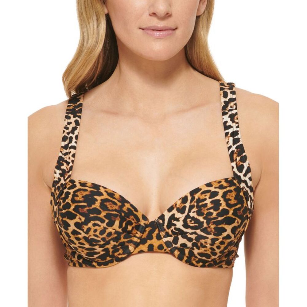 Calvin Klein Women's Printed Underwire Convertible Bikini Bra Top
